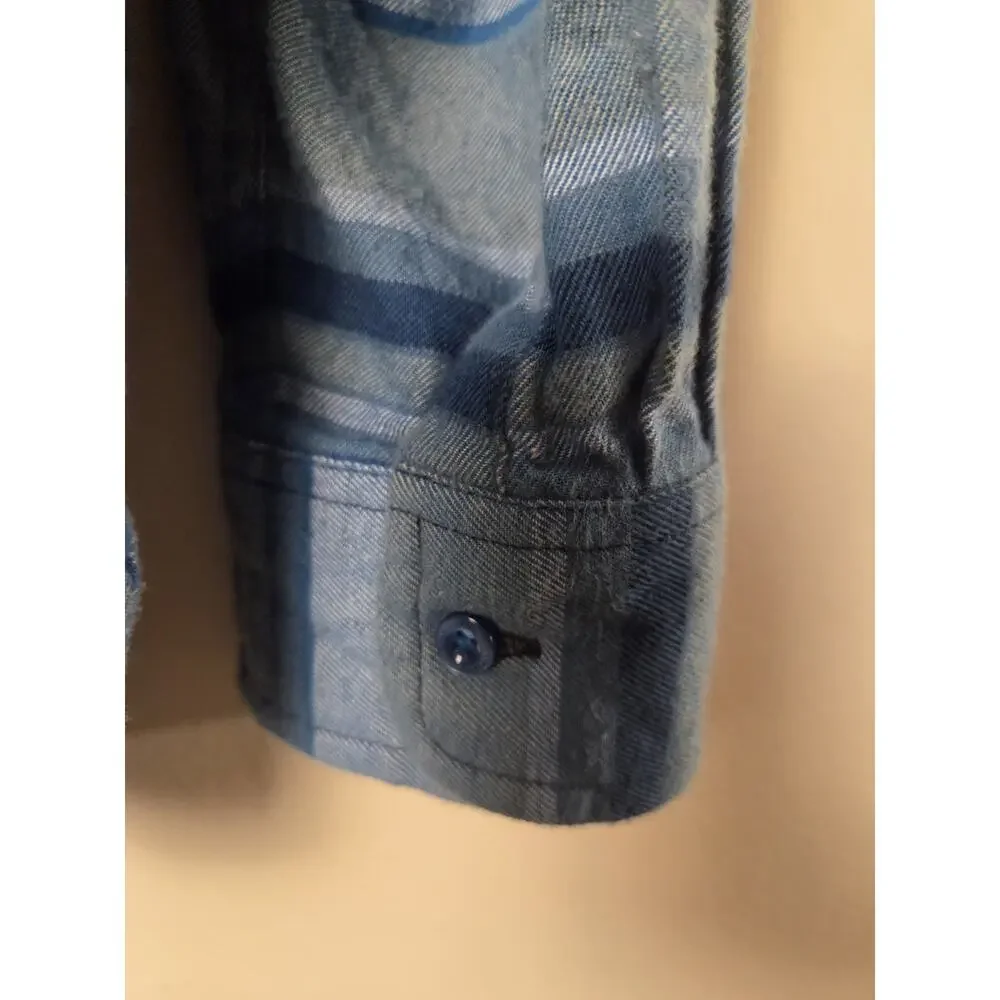 The North Face Arroyo Flannel Shirt Blue Stripe Shades Mens Size XXL